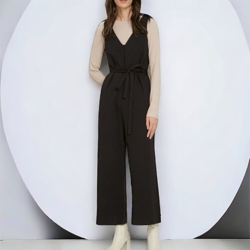 ** Frank and Oak Black V Neck Sleeveless Jersey Jumpsuit Size S
